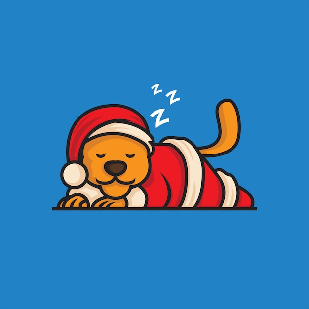 santa claus lion sleepy illustration