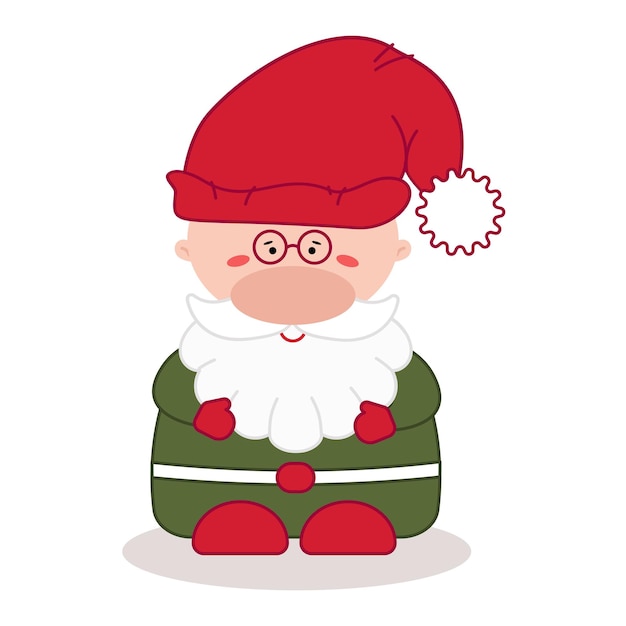 Vector santa claus little gnome in red hat