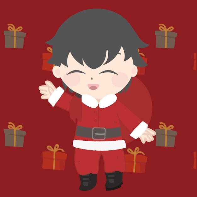 Vector a santa claus mascot in an animated chat for facebook screenshot 2 in the style of kawaii manga da