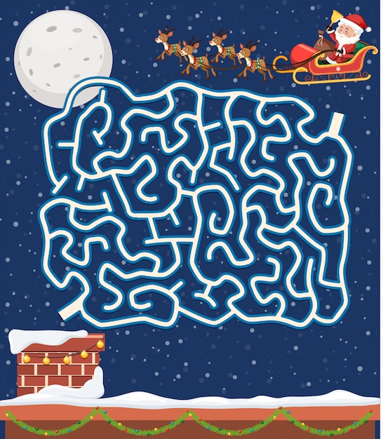 Santa claus maze game tempate