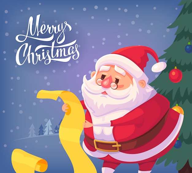 Santa Claus Merry Christmas  cartoon illustration.