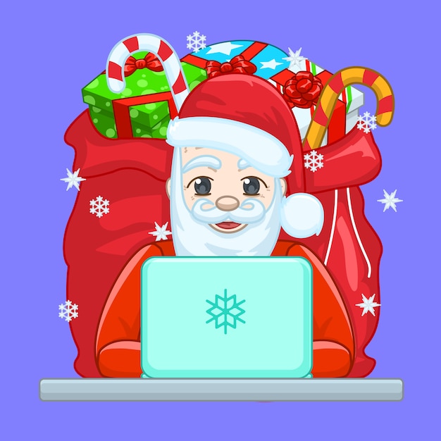 Santa claus met behulp van computer