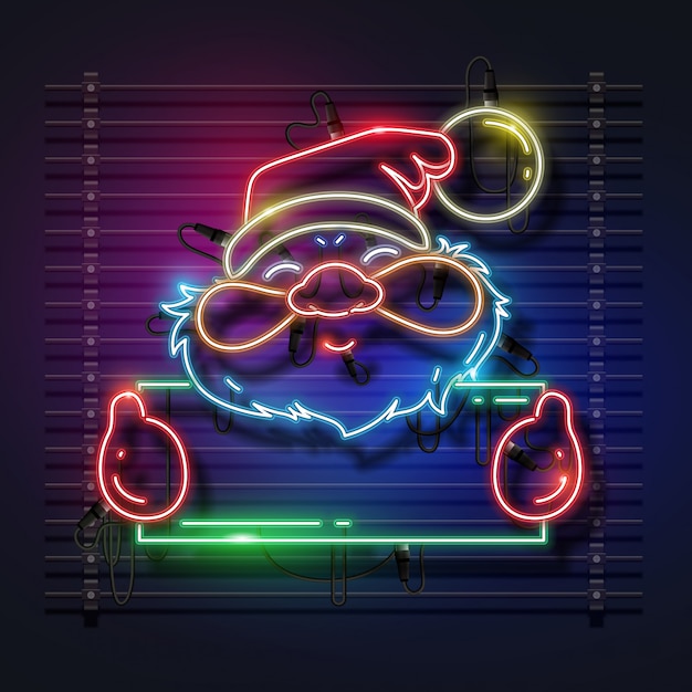 Design neon di babbo natale.