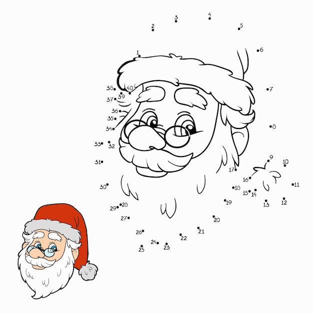 Santa Claus numbers dot to dot activity game for children