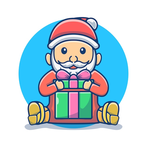 Santa Claus Open Gift Box mascot cartoon