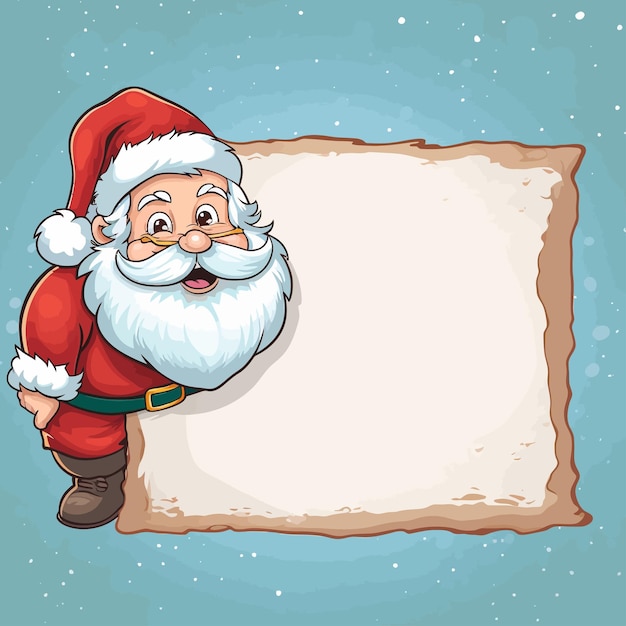 Vettore santa_claus_over_blank_greeting_place_card