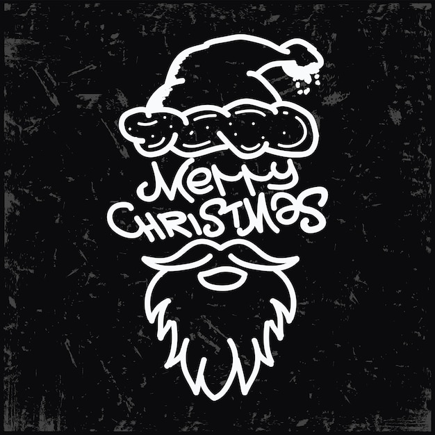 Santa claus-pictogram en merry christmas-belettering