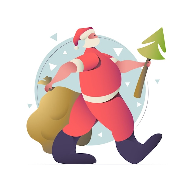 Vector santa claus platte ontwerp wenskaart en illustratie voor kerstmis en nieuwjaar.