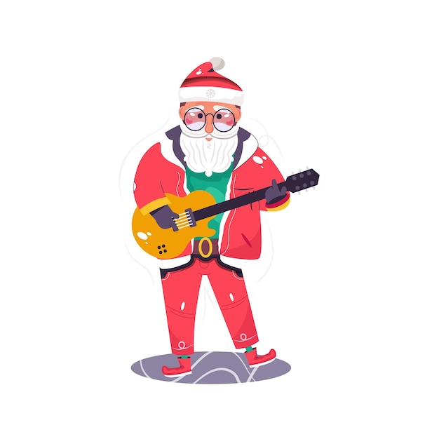 Santa Claus playing the guitar