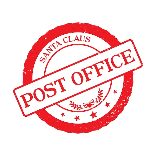 Santa Claus post office - Holiday Stamp design for letters or gifts. Vector illustration