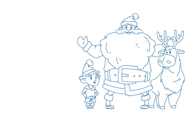 Vector santa claus reindeer elf happy new year merry christmas