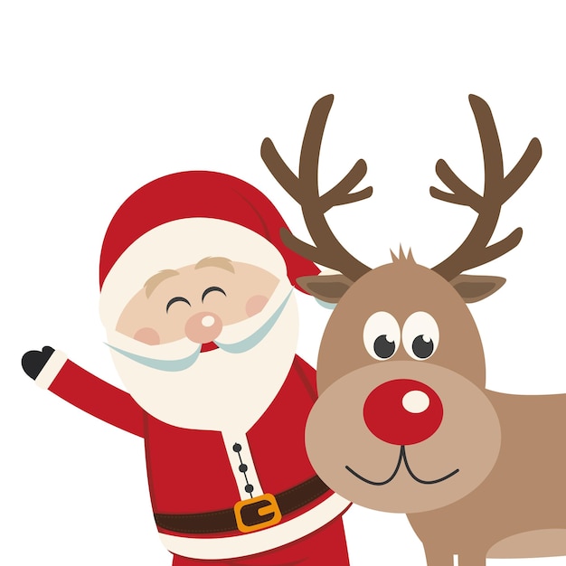 Santa claus and reindeer isolated background