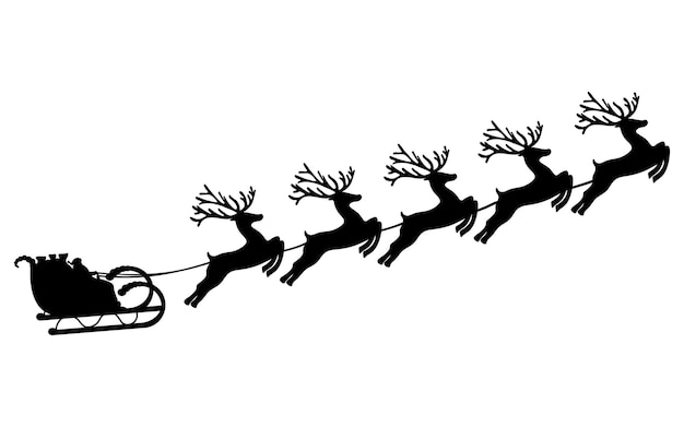 Santa Claus rides in a sleigh in harness on the reindeer vector