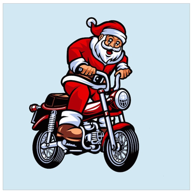 santa claus riding a little motorbike