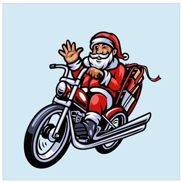 Babbo natale in sella a una moto