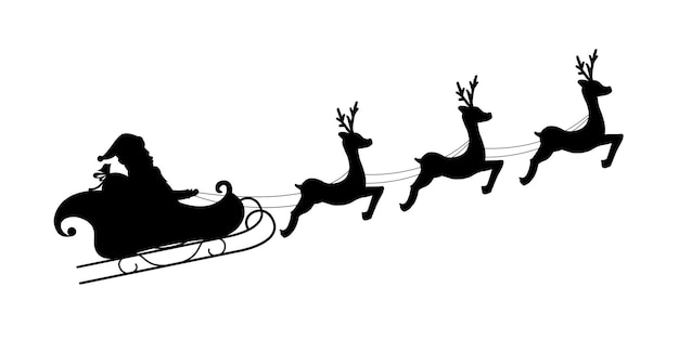 Vector santa claus riding with his deers santa claus driving in a sledge vector