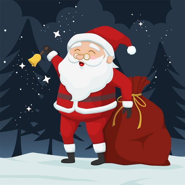 Santa claus ringing bell illustration