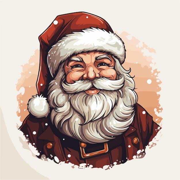 Babbo natale babbo natale con una grande barba e un'illustrazione vettoriale di ghirlanda di natale