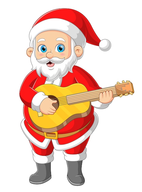 Babbo natale canta e suona la chitarra