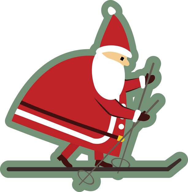 Vector santa claus skiing