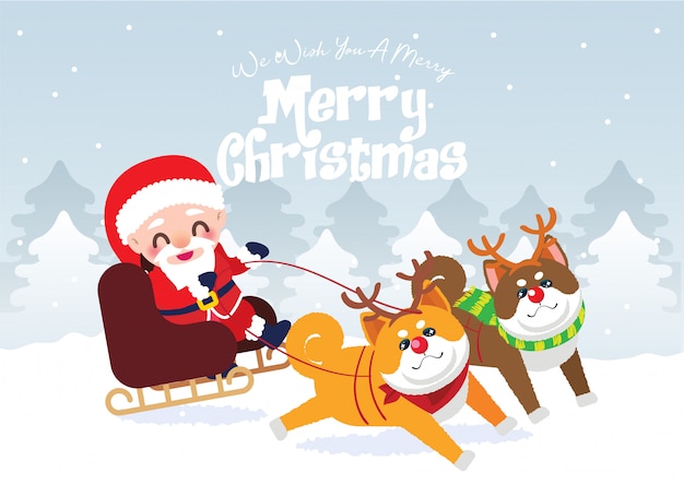 santa claus on the sledge illustration