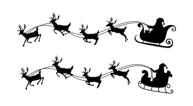 santa claus sleigh black silhouette