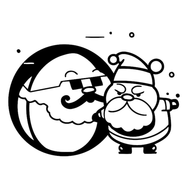 Santa claus and snowman merry christmas and happy new year vector illustration