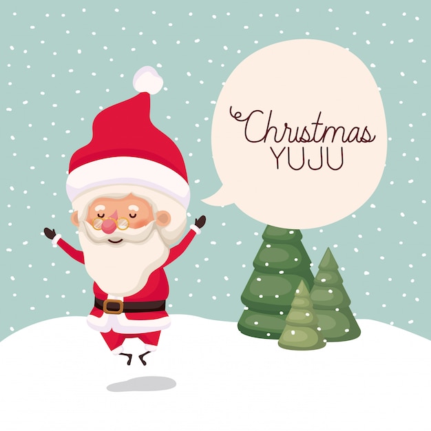 santa claus in snowscape with speech bubble