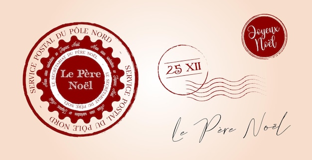 Vettore modello di sigillo di francobollo di babbo natale in francese