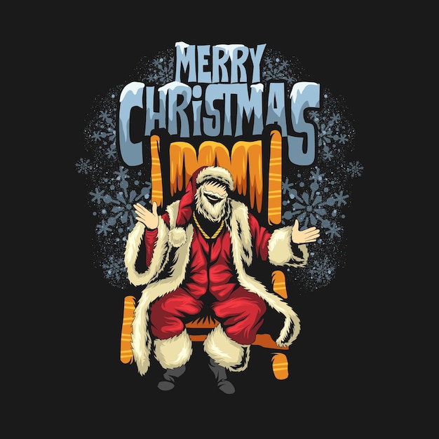 Santa Claus T-shirt Design Artwork, Merry Christmas Poster Illustratie