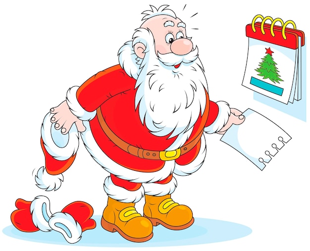 Babbo natale e un calendario a strappo