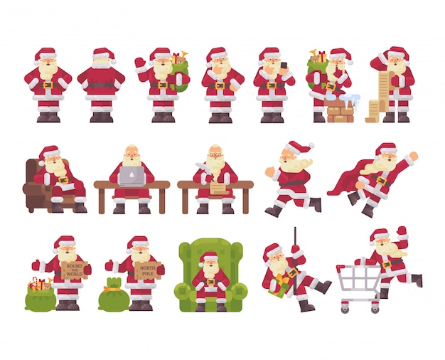 Vector santa claus-tekencollectie.