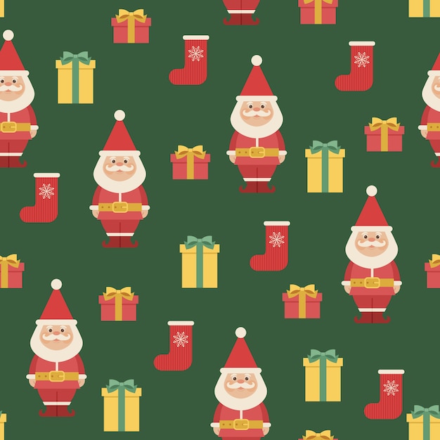 Santa Claus vector seamless pattern