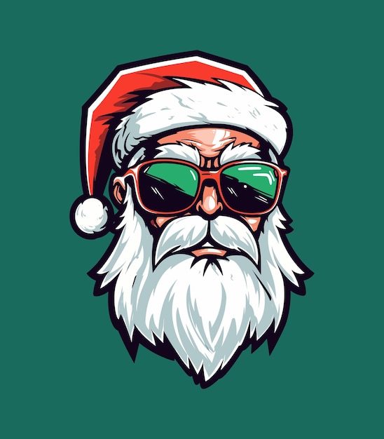 santa claus wearing sunglasses zombie hand drawn logo design illustration