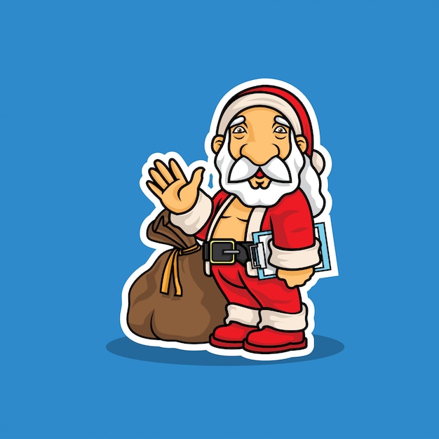 Babbo natale con la borsa dell'illustrazione del regalo