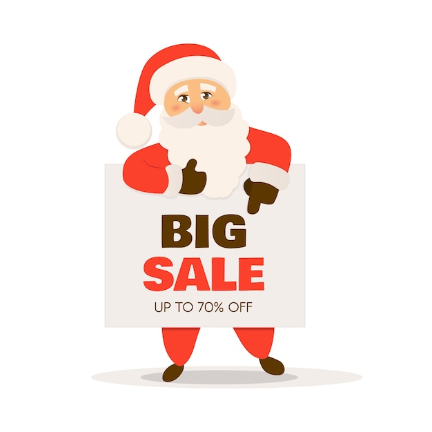 Santa claus with banner christmas sale banner vector illustration