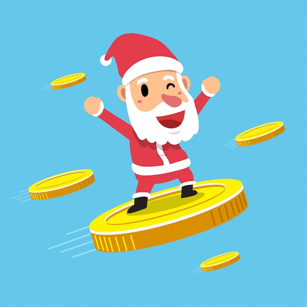 Santa claus with big coins