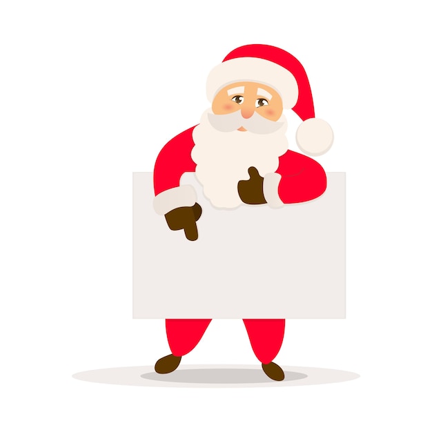 Santa claus with blank banner christmas banner vector illustration