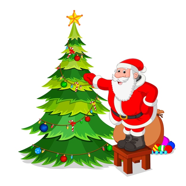 santa claus with christmas tree