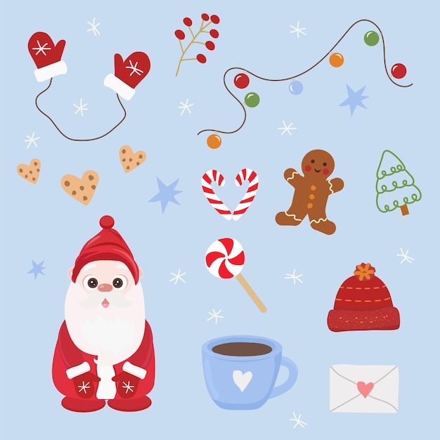 Vector santa claus with cristmas details