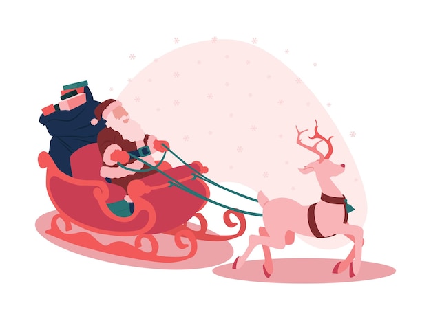 Santa claus with deer on christmas