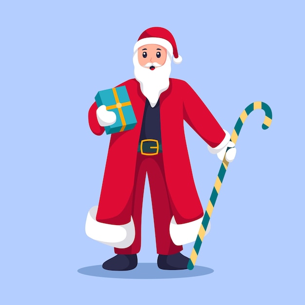 Santa Claus with Gift Box Character Illustration