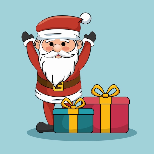 Santa claus with gift boxes christmas design