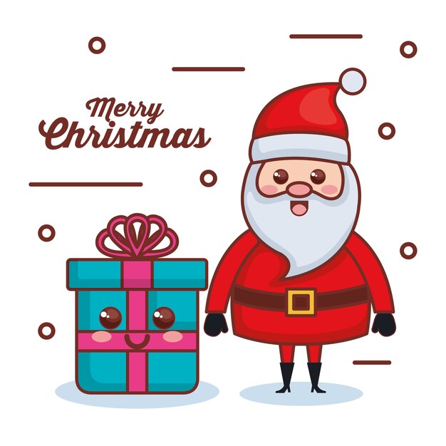 Santa claus with gift character christmas card