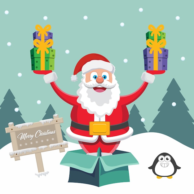 Santa claus with gifts background