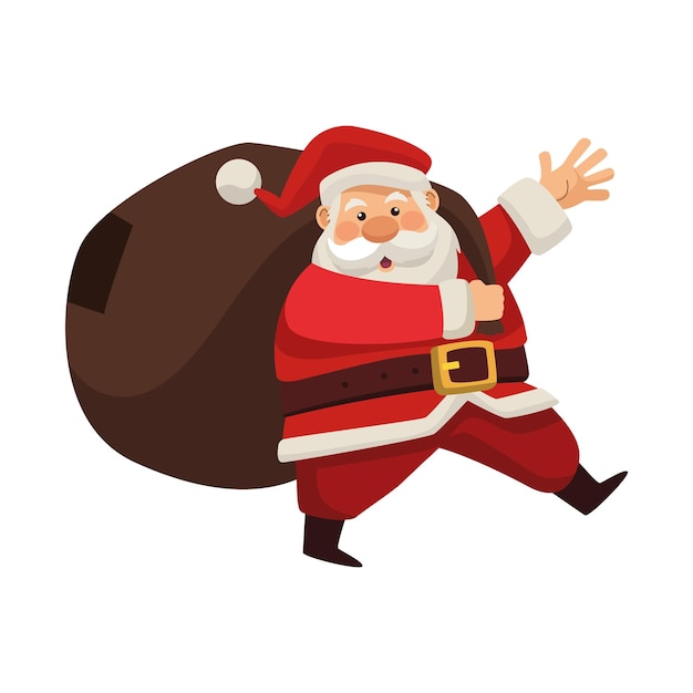 santa claus with gifts bag illustration isolated