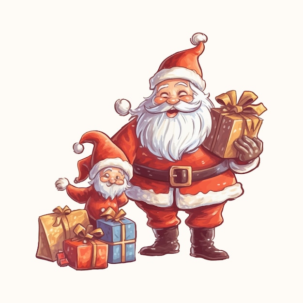 santa claus with gifts illustration