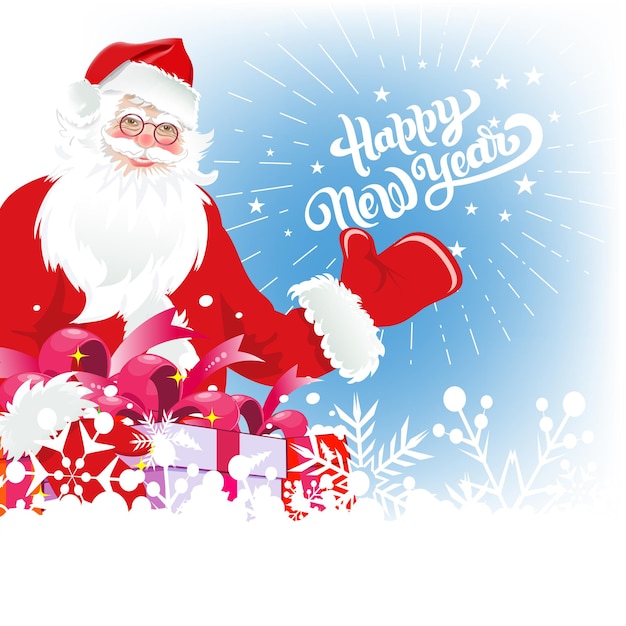 Vector santa claus with gifts