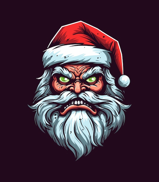 Santa claus zombie hand drawn logo design illustration