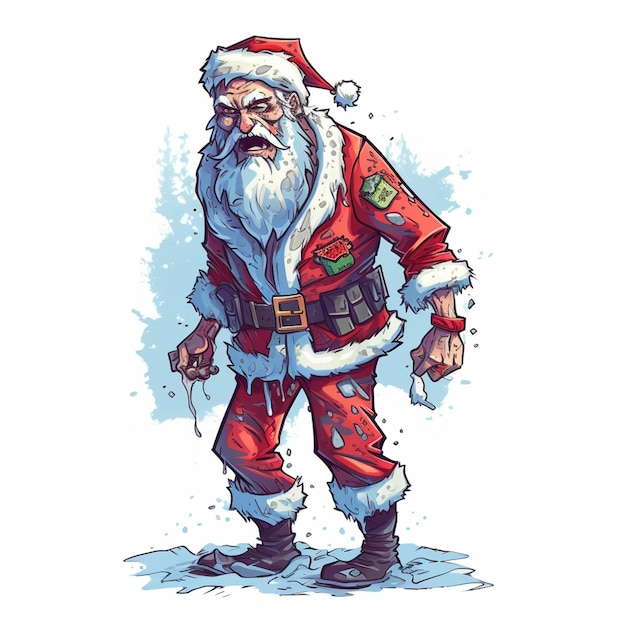 Vector santa claus zombified undead